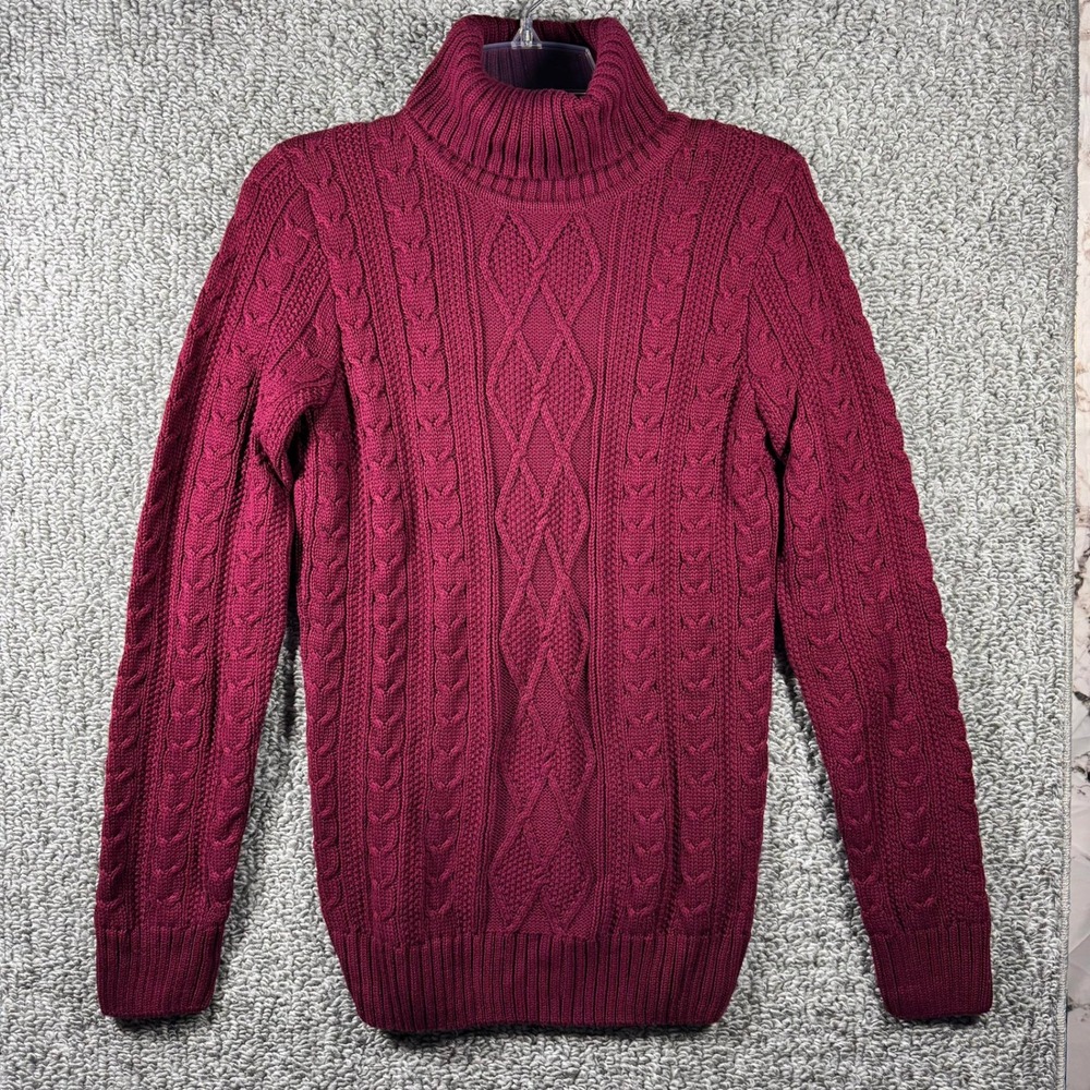 Croft & Barrow Sweater Burgundy Cable Knit‎ Turtleneck Womens Small